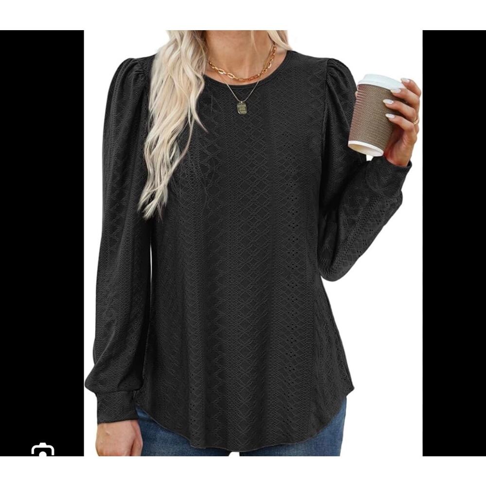 2XL Black Long Sleeve Blouse
